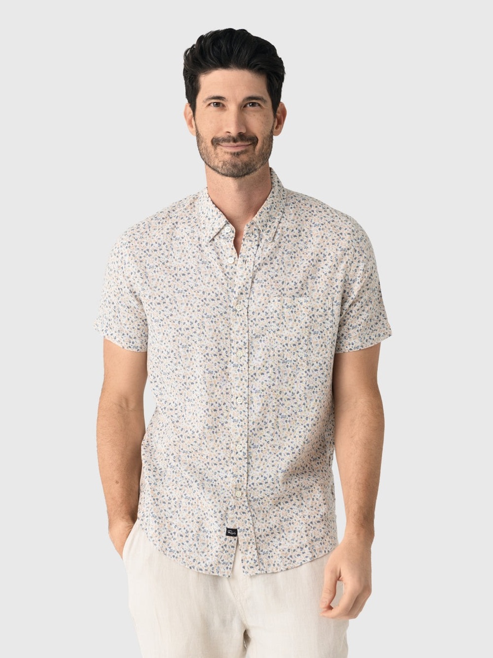 Rails Floral Linen Blend Short Sleeve Button Up Shirt Large